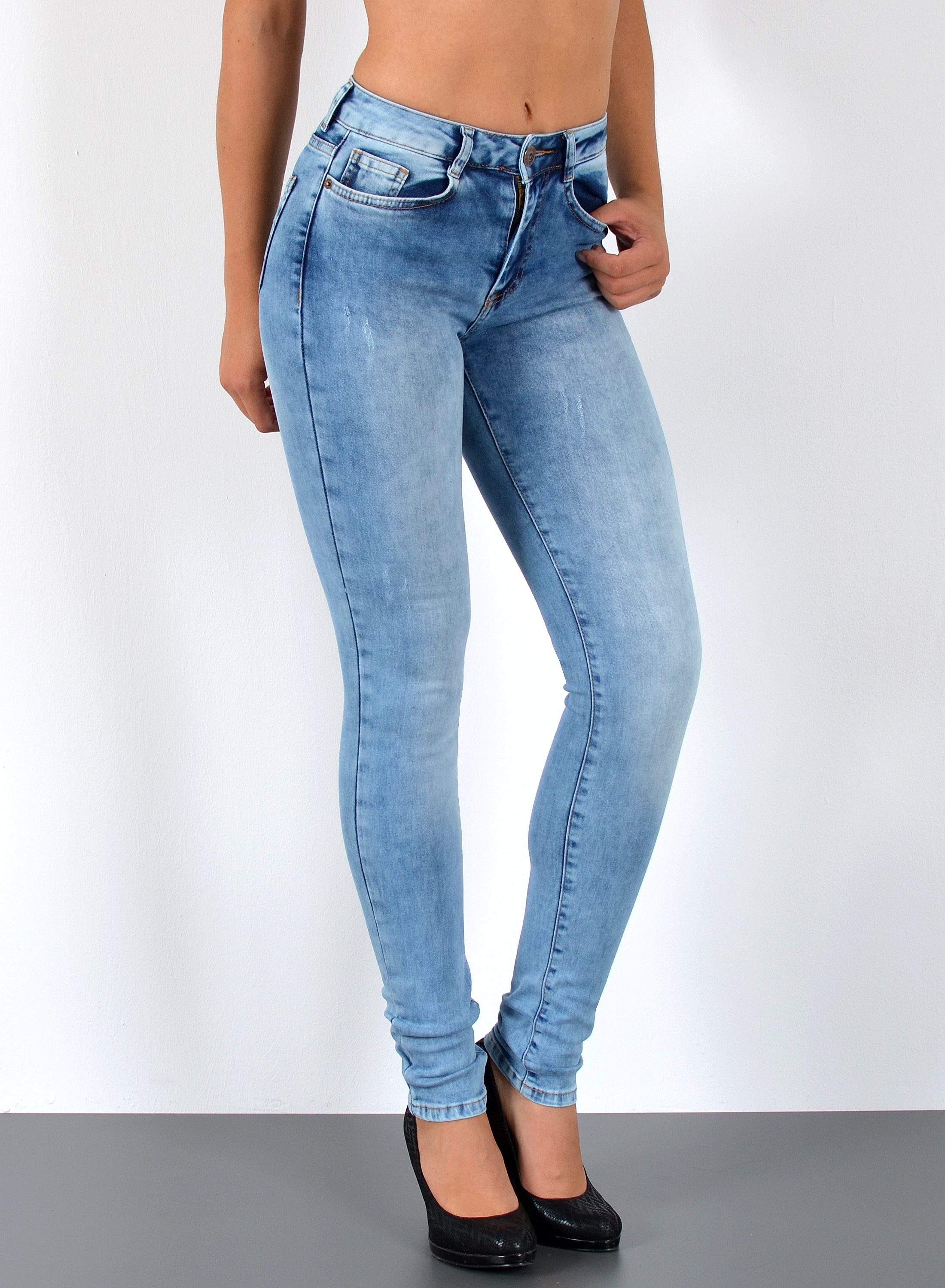 ESRA SkinnyfitJeans S300 Damen High Waist Skinny Jeans, bis Plussize Größe / Große Größen